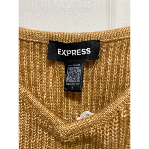 Express Y2K Women's Medium Camel Knit Cropped Tank Top Black Floral Embroidery - Picture 3 of 4